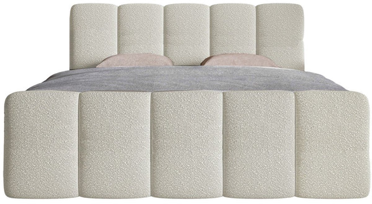 Juskys Boxspringbed Manitoba - Bouclé stof - 180 x 200 cm - Beige