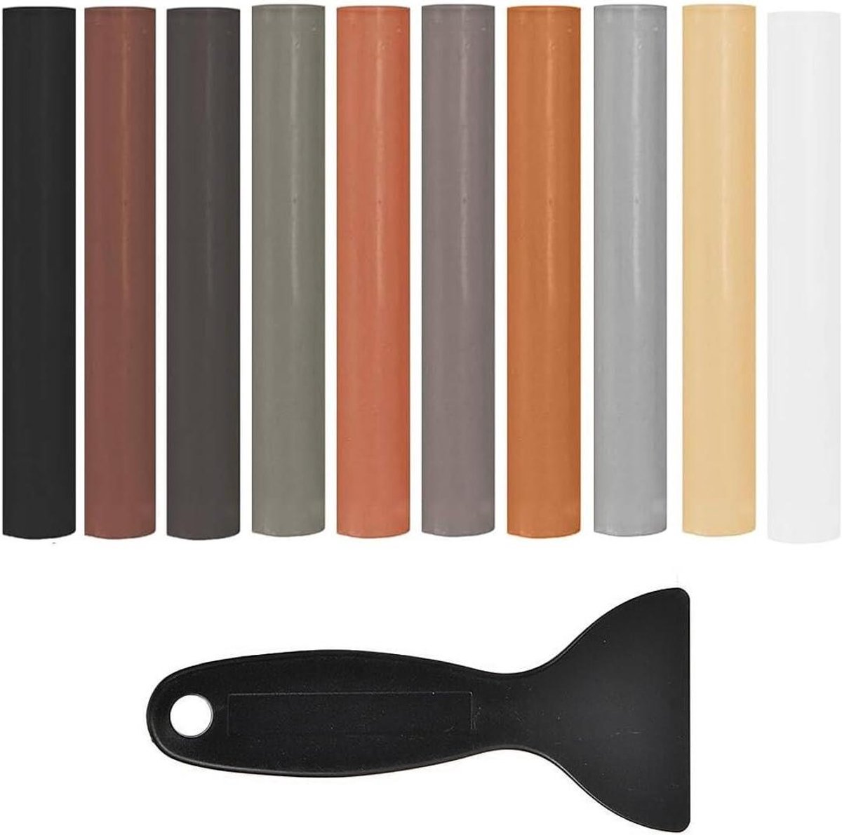 Allecto Plus - Houtreparatieset: 10 Houtreparatie wasstiften 11 cm met laminaatvloerkrabbe