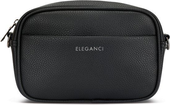 Zwarte Eleganci crossbody tas van zacht vegan leer met een subtiel logo op de voorkant.