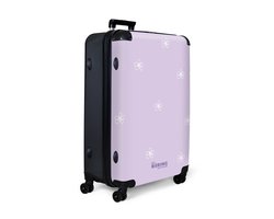 NoBoringSuitcases.com NoBoringSuitcases.com® - Koffer groot - Reiskoffer lichtgewicht - Paarse achtergrond met witte bloemen - Rolkoffer met 4 wielen - 98 liter bagage