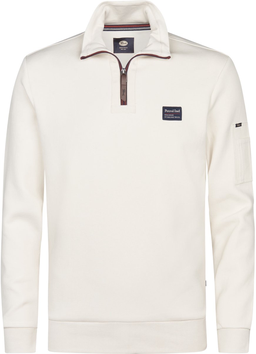 Petrol Industries - Heren Half-Zip Sweater Prairie du Chien - Wit - Maat S