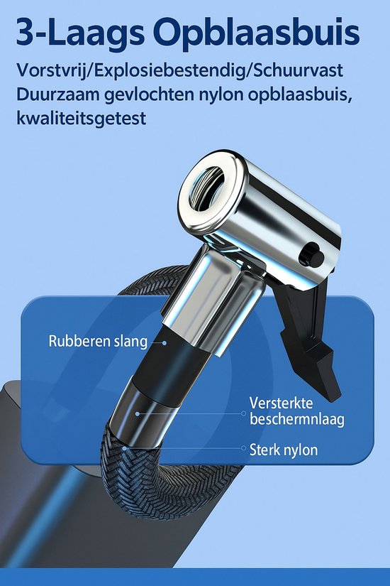 Draagbare Elektrische Luchtpomp Auto - Bedrade Compressor met Barometer - Voor Auto, Fiets, Motorbanden - Ballen - 150 PSI — afbeelding 2