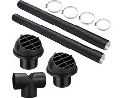 Allecto Plus - Kachel Buis Slang Aluminium 75mm - Auto Verwarming Pijp Duct - T Stuk - Warm Air Outlet Vent - Clips Set - Hoge Temperatuur - Versterkte - Hot & Koude Lucht Duct Tweedehands - Auto Accessoires - Ventilatiesysteem.