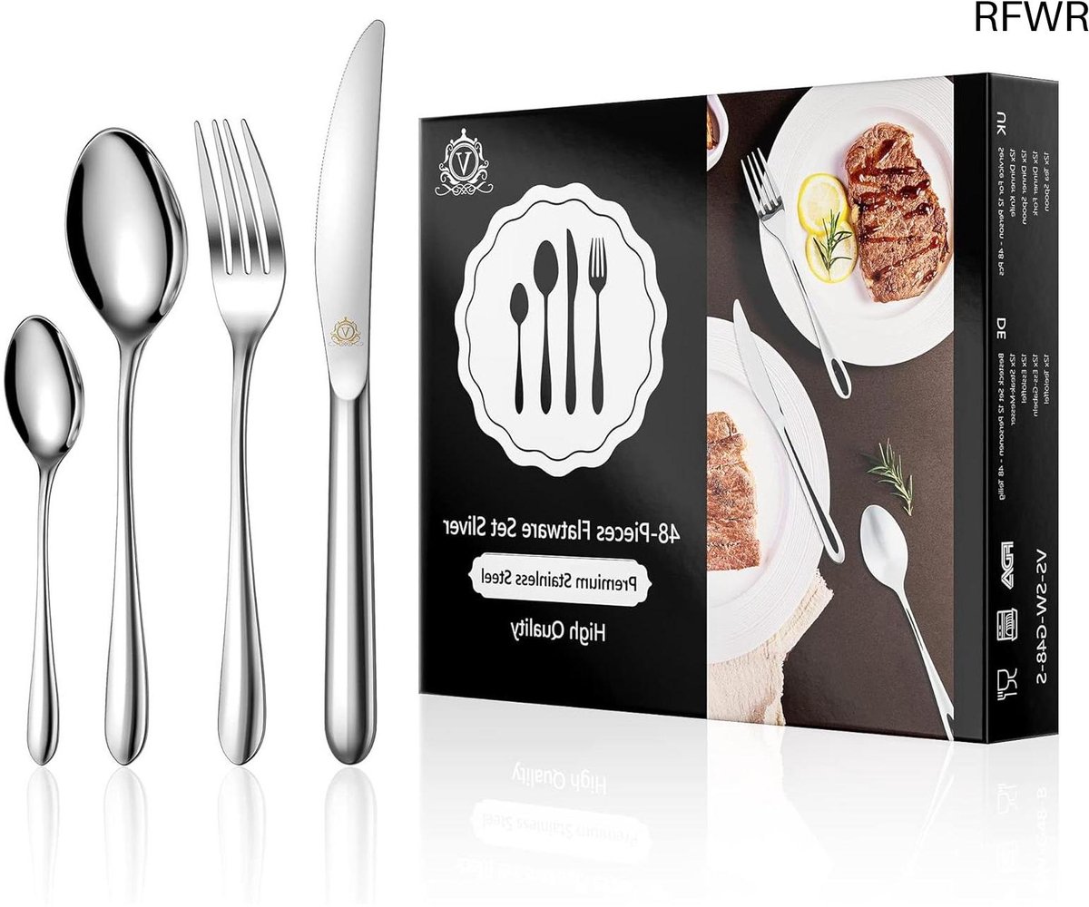 RFWR® 48-delige Roestvrij Stalen Bestekset voor 12 Personen - Voedselveilig en Elegant voor Thuis en Feest