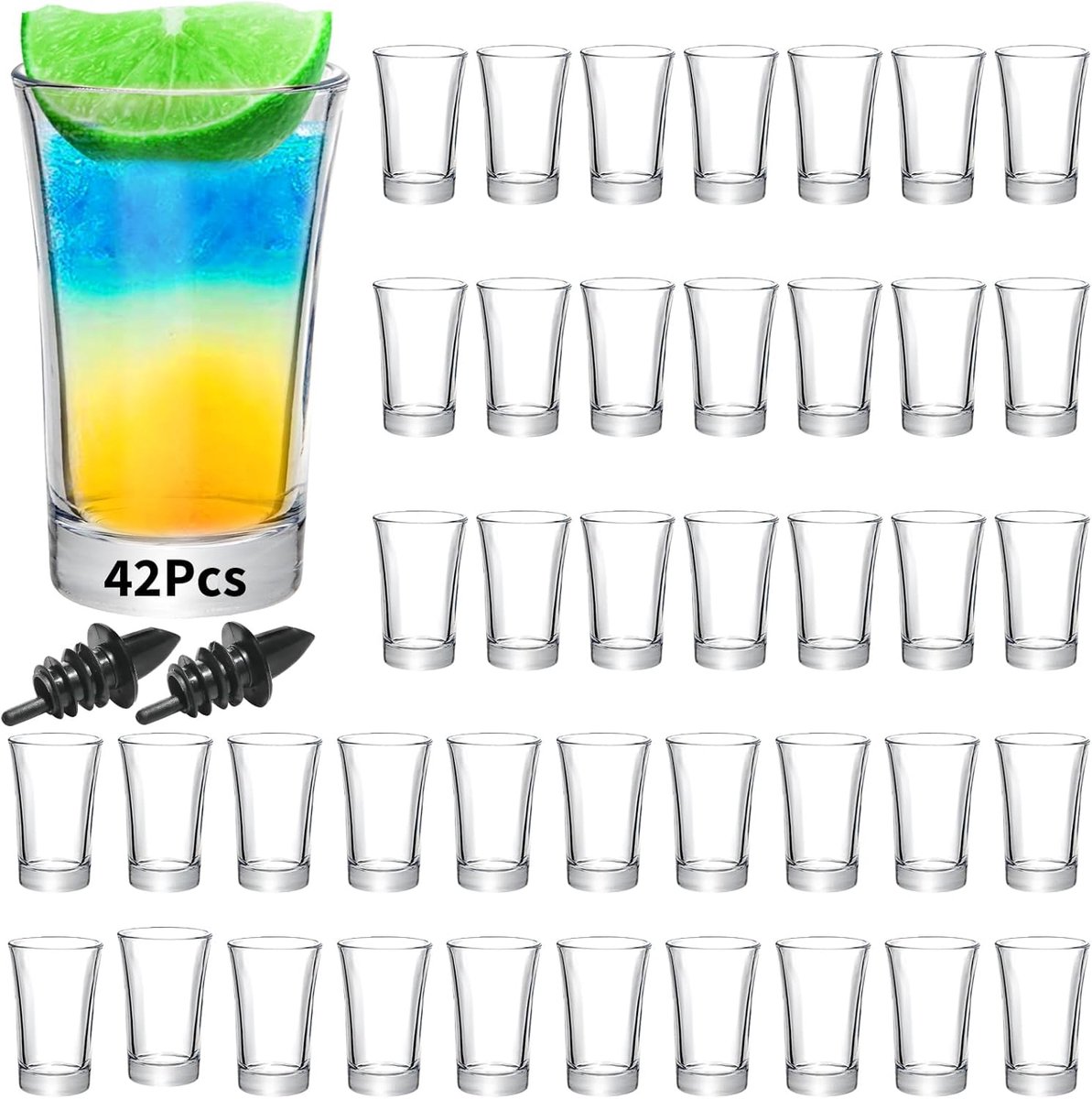 Transparante borrelglaasjes - ideaal voor feesten - 42 stuks