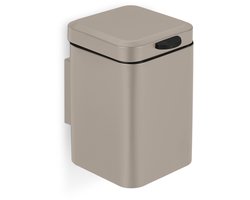 Afvalbkakje 3 l - wandmontage - softclose - rvs - met binnenemmer - badkamer - beige
