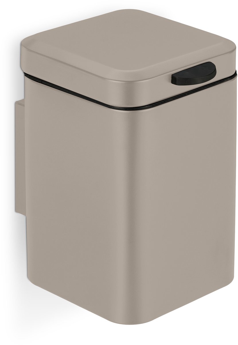 Afvalbkakje 3 l - wandmontage - softclose - rvs - met binnenemmer - badkamer - beige