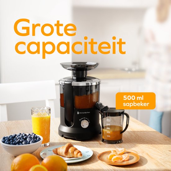 KitchenBrothers Sapcentrifuge - Voor Groenten en Fruit - Juicer - Met Pulpcontainer - 500ml - 600W - Zwart van KitchenBrothers — afbeelding 4