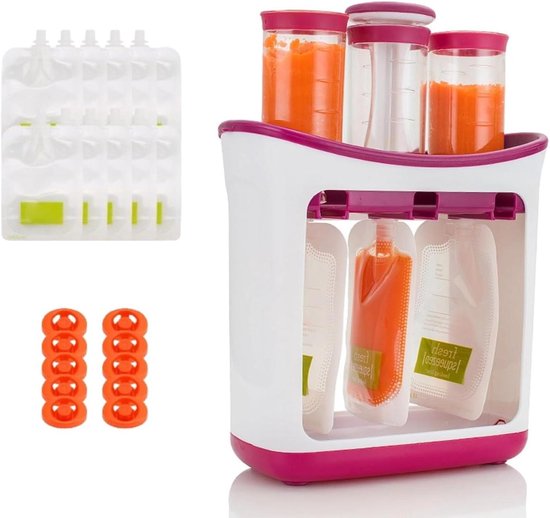 Allecto Plus - Knijpmachine voor babyvoeding met 10 knijpzakken en smoothie-maker voor baby's en peuters in de thuiskeuken. BPA-vrij.