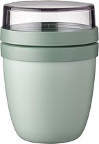 Pot de flocons d'avoine pour la nuit - Mini - Pot pratique pour yaourt et granola - Compartiments séparés pour yaourt et granola - Compatible congélateur, micro-ondes et lave-vaisselle - 14,5 x 10,6 cm - Sauge nordique