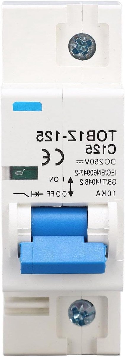 Allecto Plus - DC-Stroomonderbreker 125A voor Zonne-energiesysteem en Elektrische Auto - DIN-montage 35 mm - Veiligheidsapparaat met 2-polige bescherming