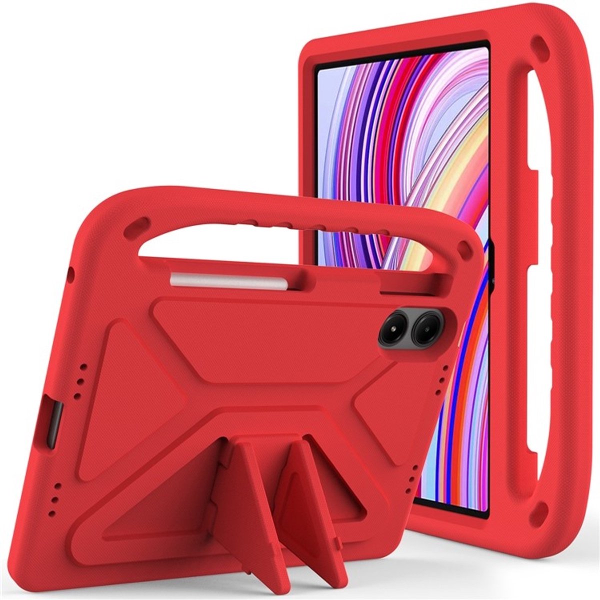 Coverup Tablethoes geschikt voor Xiaomi Redmi Pad Pro Hoesje - ShockProof Kids Case - Rood