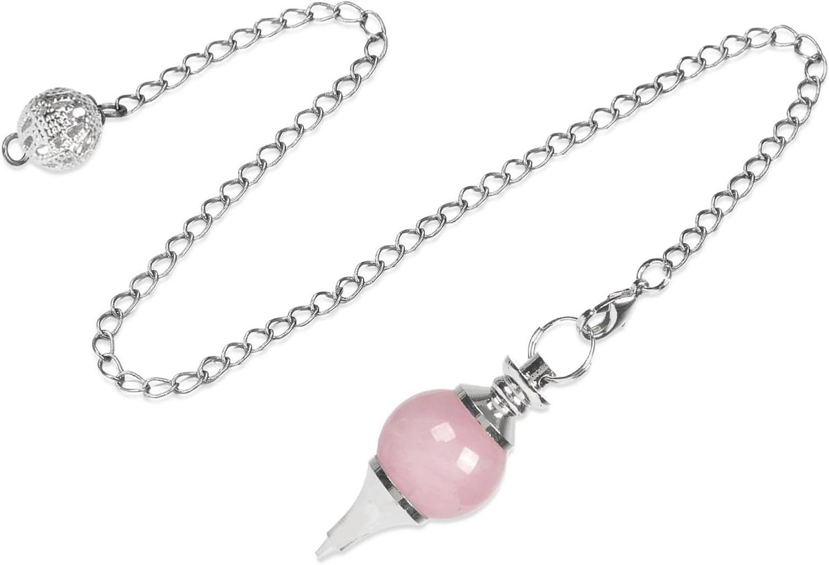 Allecto Plus - Natuurlijke edelsteen pendelkwarts met ketting voor radiësthesie 21cm - Hel