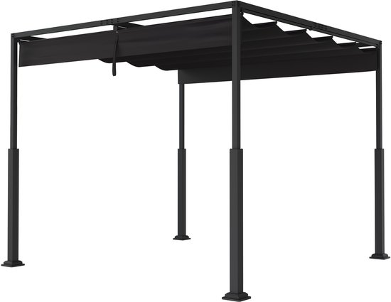 NAIZY Pergola 3x3 m Terrasoverkapping Waterdicht Stabiel Winterbestendig Paviljoen Tuinpaviljoen met Verstelbare Schaduwzones Zonwering voor Tuinpatio & Balkon, Zwart