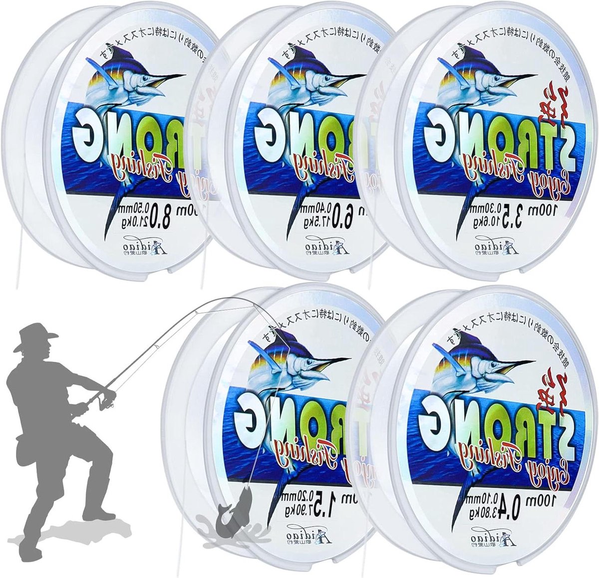 Inovra Plus - Nylon Koord 100m Visdraad Monofilament 5 Rollen - Sterk - 01mm 02mm 03mm 04mm 05mm - Predatory Vissen DIY Parelsieraden Armbanden