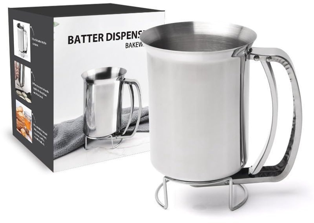 TRANKIELO® – RVS Deegdispenser voor Taarten en Pannenkoeken – 900 ml – Bakgereedschap – DIY Keukengerei