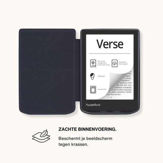 Lunso PocketBook Verse / Verse Pro / Verse Color Slim hard case hoes (6 inch) - sleepcover - Bruin van Lunso — afbeelding 5