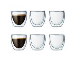 set van 6 dubbelwandige glazen 8cl - bodum - 4557-10-12