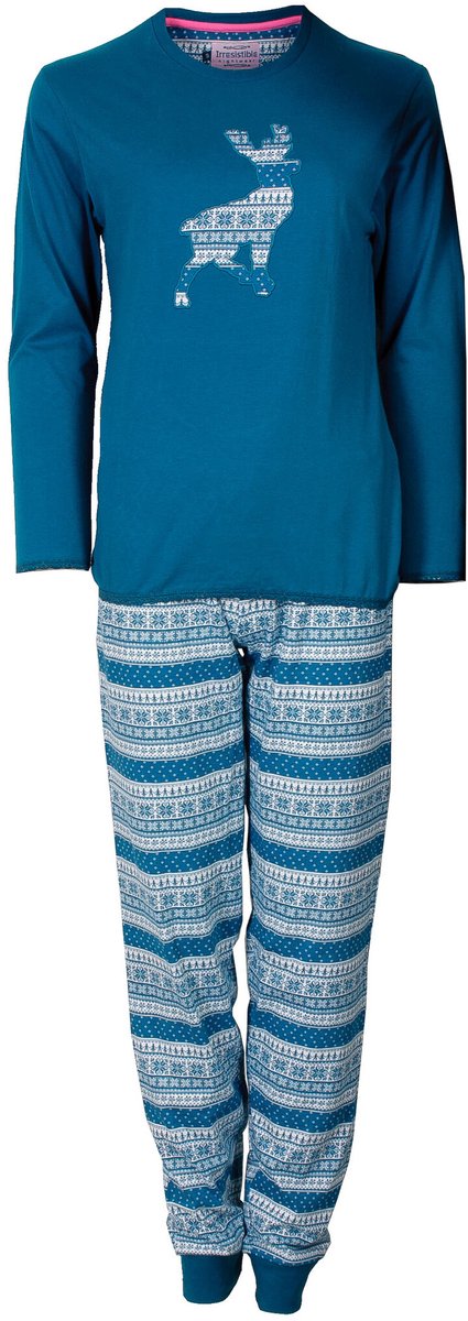 Irresistible Dames Pyjama - Winterse Print - Groen/Blauw