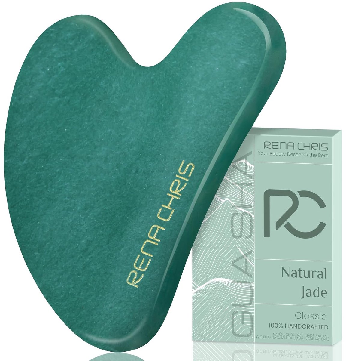 Gua Sha Gezichts Tool - Natuurlijke Jade - Verstevigen en Verfrissen - Groen
