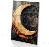 Halve maan van hout - Maan schilderij op glas - Schilderij hout - Abstracte kunst - Schilderijen plexiglas - Wanddecoratie landelijk - acrylglas 30x45 cm