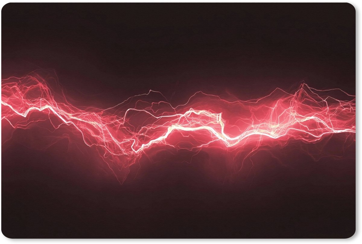 Muismat XXL 90x60 cm - Bureau onderlegger - Bureau mat Gaming - Rood - Elektriciteit - Energie - Lijn - Bureaumat - Gaming mousepad xl - Bureaulegger groot - Computer deskmat