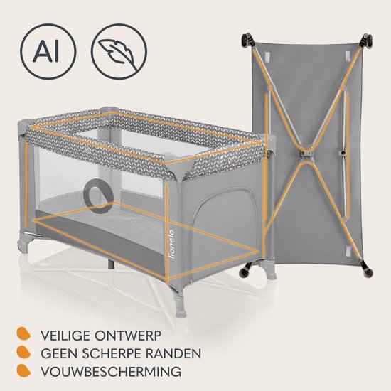 Lionelo Stefi - Meegroeibed - Campingbedje - 125x65cm - tot 15kg - Co-sleeper - Transporttas van LIONELO — afbeelding 5