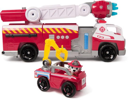 PAW Patrol - Brandweerredding - Marshall's Brandweerwagen met Marshall-figuur, licht, lanceerder en geluidseffecten