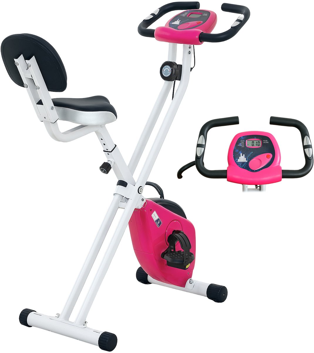 HOMCOM-Magnetische hometrainer-staal-43x97x109cm-roze - HOMCOM-Magnetische - €123,89