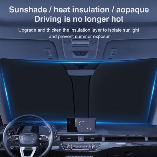 UV-bescherming Auto Zonneklep - Opvouwbaar, Warmte-Isolerend, Voorruit 142×80 cm — afbeelding 3