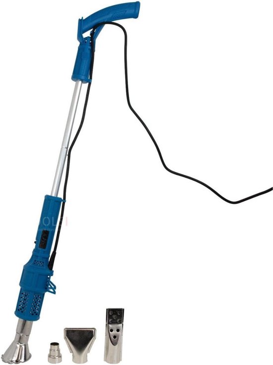 Foto: Kinzo 3 in 1 onkruidbrander elektrisch onkruidverwijderaar 2000w dakbrander tot 360c incl opzetstukken voor verfbrander en bbq aansteker groen grijs