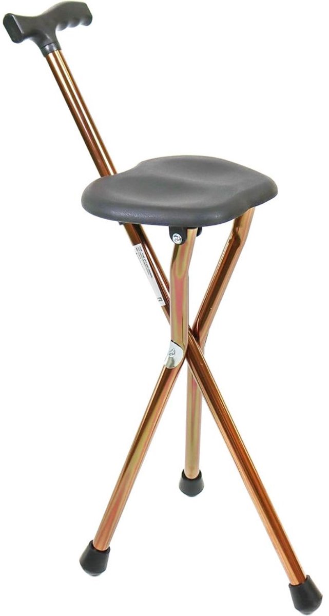 CLVP® Wandelstok met Zitje - Opvouwbaar – Wandel Zitstok Tot 100 kg - Driepoot