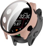 Strap-it Hard case hoesje met screen protector glas - geschikt voor Garmin Forerunner 570 - 42mm (zalm roze)