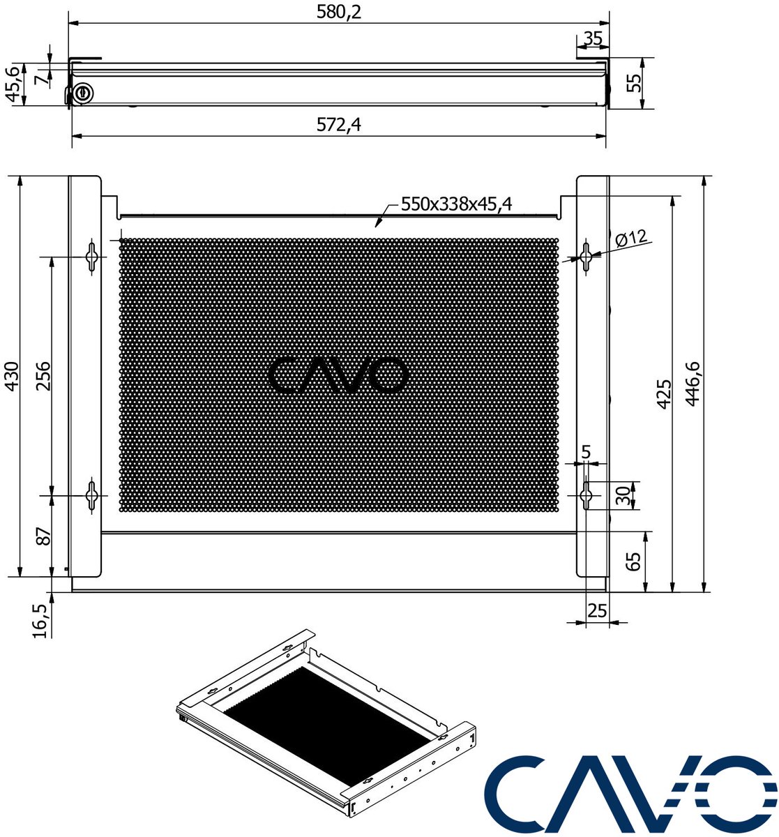 CAVO Laptop bureaulade afsluitbaar 580 x 446 x 55 mm zwart Notebook bureaulade voor de onderbouw by SOTECH thumbnail 5