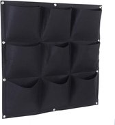 verticale tuin - hangende plantenbak - Verticale tuin met 9 vakjes - Plantenbak - plantenbak buiten - 9 ruime vakken - Vierkant - 50 x 50 cm - Zwart - Vilten -