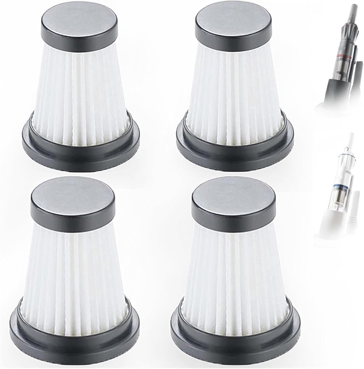 Set van 4 HEPA-filters, geschikt voor de Moosoo K12, K12 Pro, K13 en Genius Invictus One 1.0, X7 en 2.0 draadloze stofzuigers.