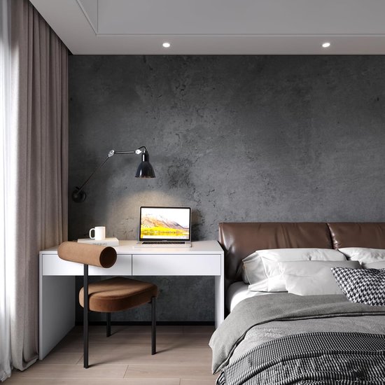TOTIO Metaalbehang in industriële stijl 80 cm x 4 m extra breed bruinachtig grijs plakfolie betonlook zelfklevende vinyl-wandfolie waterdichte meubelfolie aardegrijs mat verdikt zonder