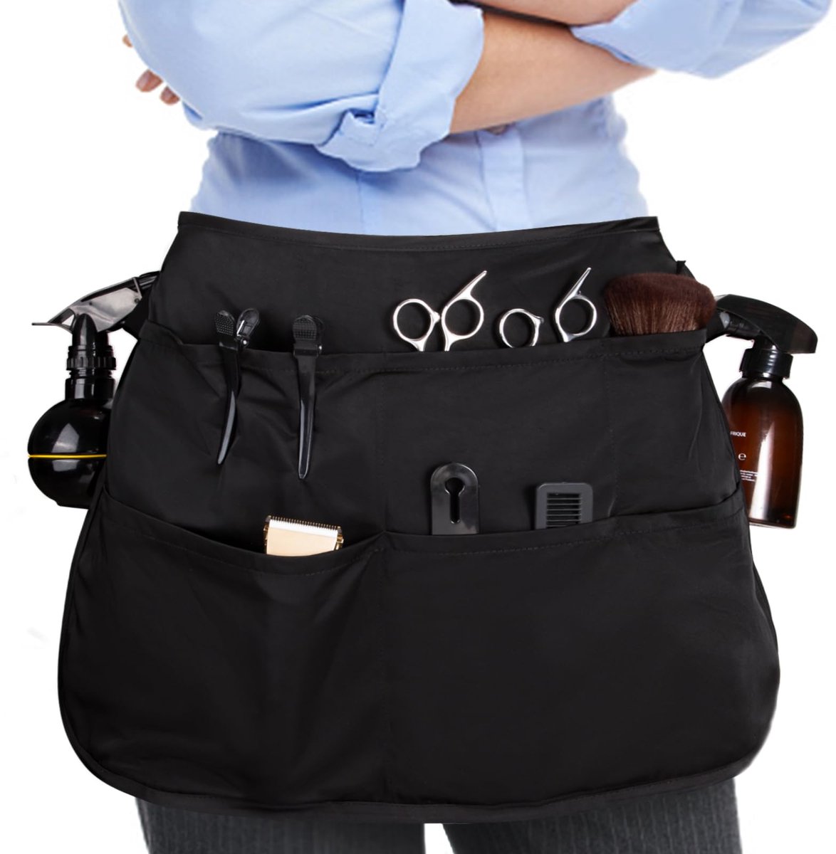 Ibenzoa® Professionele kappersschort met verstelbare tailleband en 5 handige opbergvakken voor accessoires