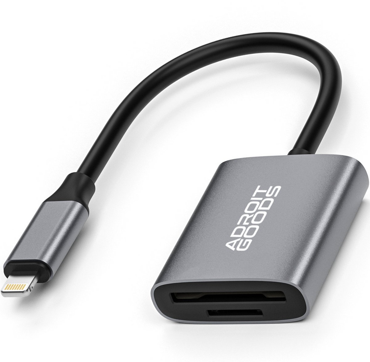 AdroitGoods SD & MicroSD Kaartlezer – USB 3.0 Geheugenkaartlezer – Geschikt voor iPhone en iPad met Lightning-connector