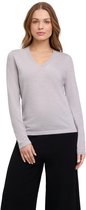 Pull classique élégant en laine mérinos FALKE Basic New à col V pour femme, gris - taille XS