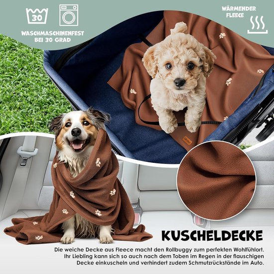 COSTWAY Hondenwagen, huisdieren, buggy, tot 15 kg, hondenbuggy met netramen, bekerhouder, mand en zonwering, opvouwbare kattenwagen, kattenbuggy voor kleine honden en katten, beige