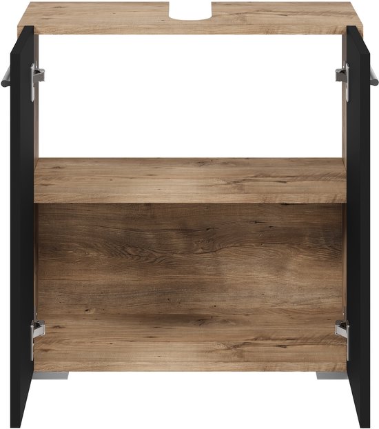 Comodino Stretto Con Prese E Porte USB – 60x30x61 Cm – Design Moderno, Vintage Marrone/Nero