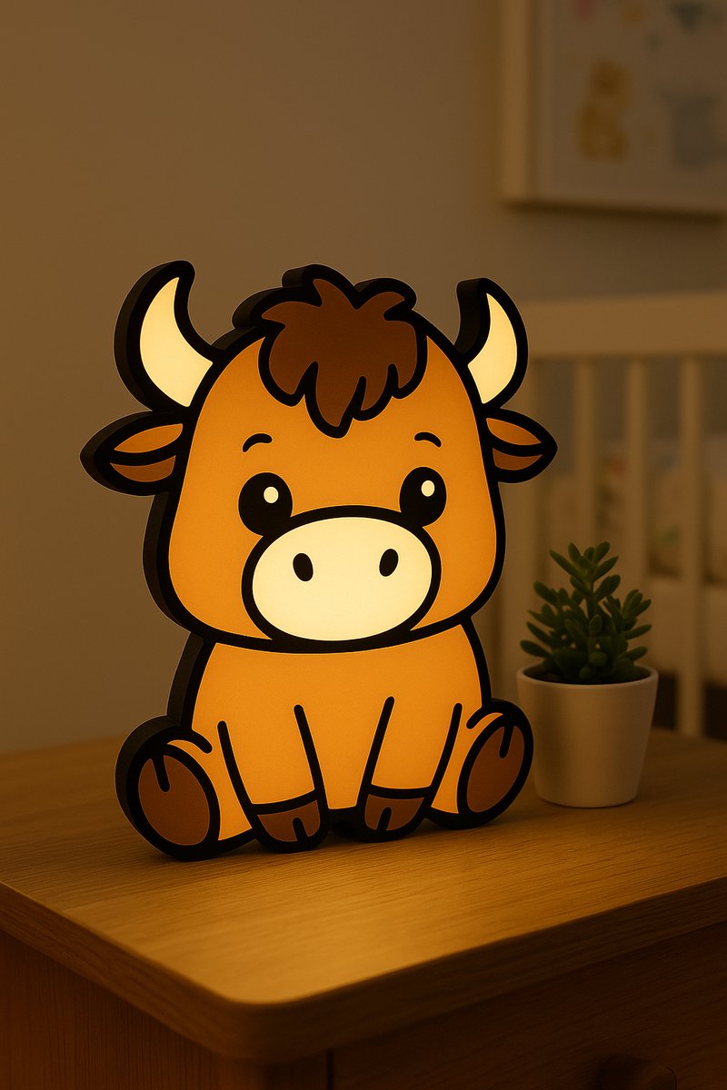 Cartoon Bizon Nachtlampje – Schattige Kinderkamer Lightbox – USB Dierenlamp – Origineel Ca