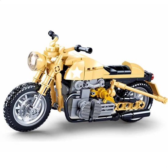 Sluban - Retro Leger Motorfiets incl. display | City icons speed champions modelbouw | Classic creator f1 motorcycle bouwpakket | Technische motor speelgoed voor kinderen & volwassenen | 223 bloks