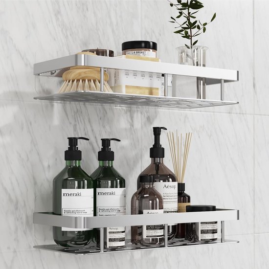 Etagere De Douche Étagère Douche Sans Perçage YiPHomn - Acier Inoxydable - Adhésif Inclus - Drainage Rapide - 4 Compartiments Porte Savon Douche