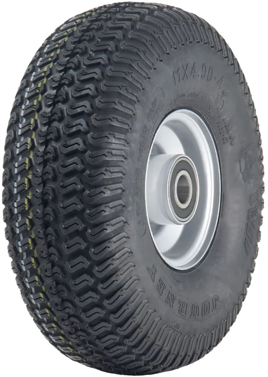 11x4.00-4 Grasmaaierband & stalen velg, 4-laags, P332, 20 mm lagers, draagvermogen 145 kg