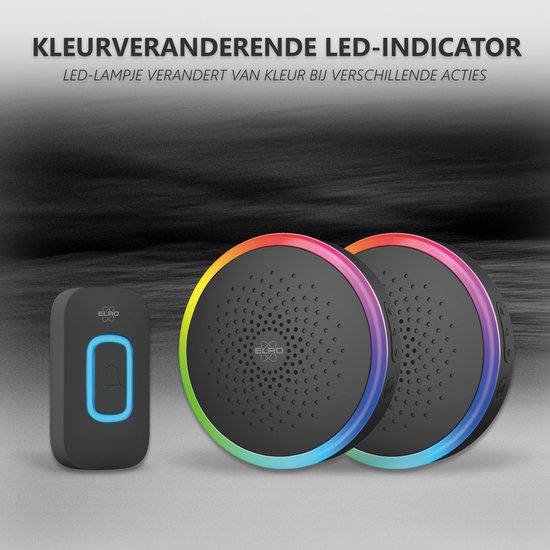 ELRO DB5000 Draadloze Deurbel Set - Multi Colour LED - 2x Ontvanger op batterij - 300M Bereik - IP44 Waterdicht - 61 Melodieën — afbeelding 2