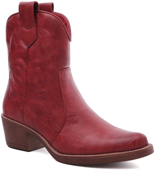 Sacha leren cowboylaarzen donkerrood
