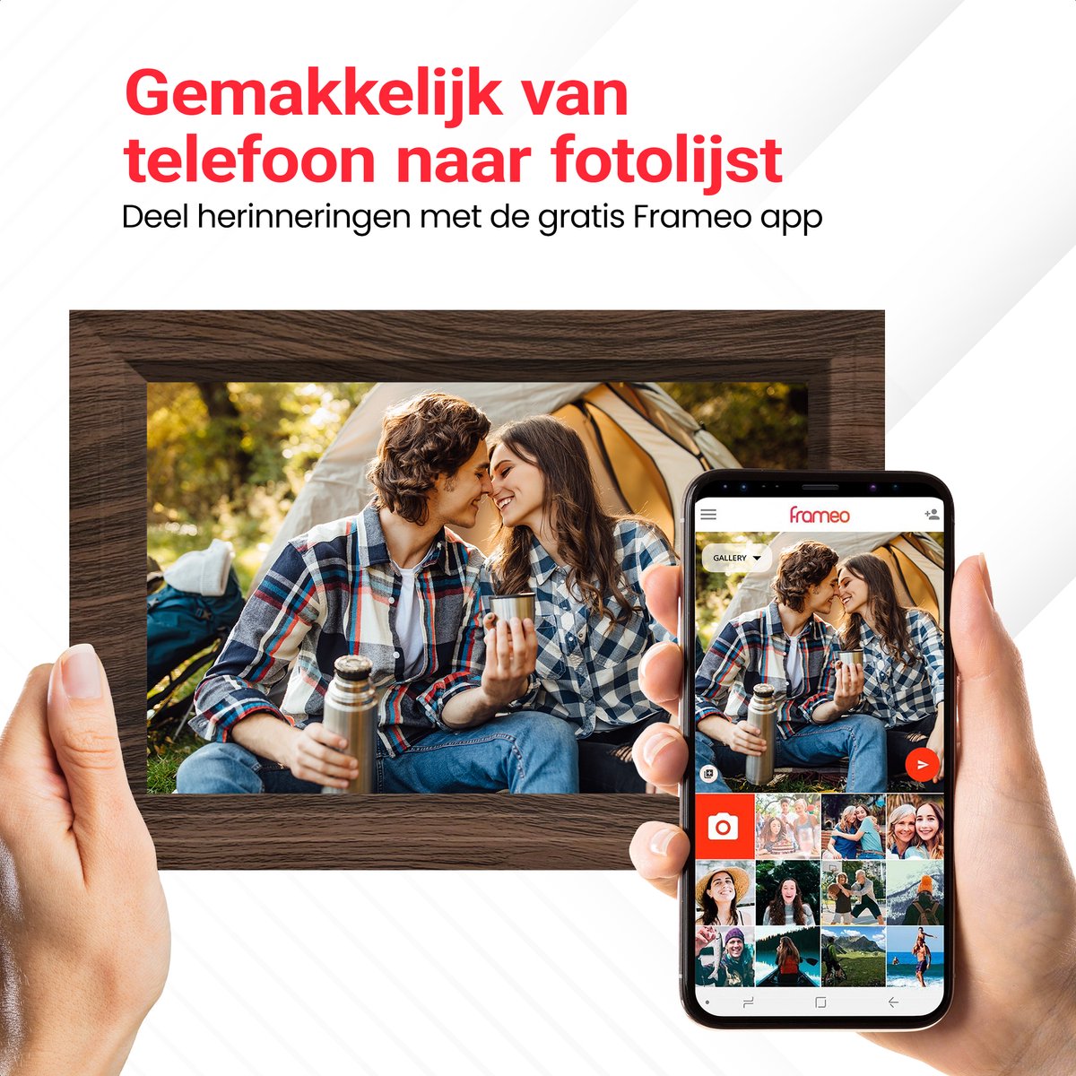 Digitale Fotolijst 10.1" HD Wifi - Houten Frame Walnoot thumbnail 2