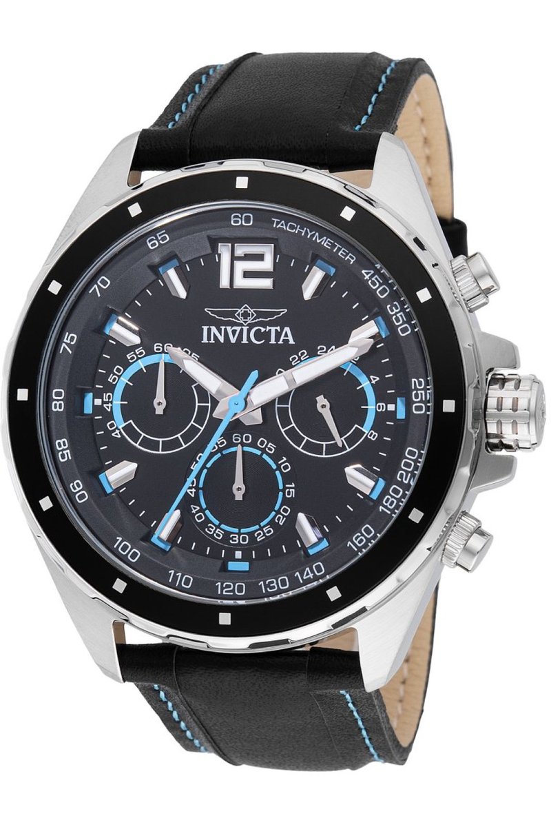 Invicta Racing 49360 Heren Horloge - Waterdicht - Analoog - Quartz Uurwerk - Roestvrij Staal met zwarte Wijzerplaat - 44mm